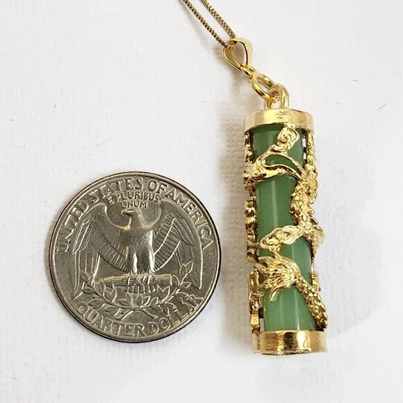 Multi Colors Available!  925 Jade Style Glow in the Dark Pendant 18" 925 Chain - Picture 13 of 16